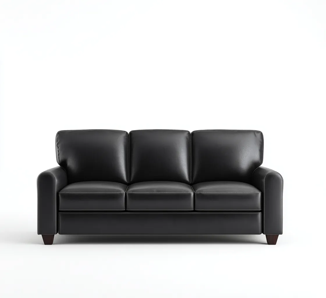 Sofá de 3 plazas - Polipiel - 210x90x85 cm - Negro - Diseño moderno para sala de estar-Nestmyhub