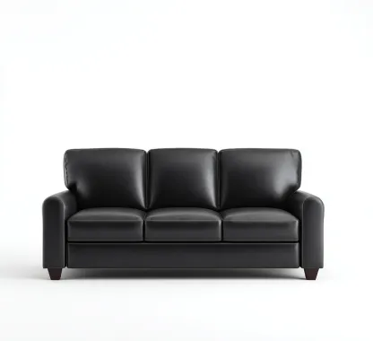 Sofá de 3 plazas - Polipiel - 210x90x85 cm - Negro - Diseño moderno para sala de estar-Nestmyhub