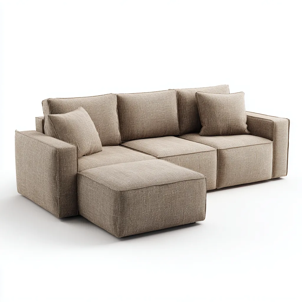 Sofá rinconero - Tela - 250x155x82 cm - Marrón claro - Diseño moderno para salón-Nestmyhub