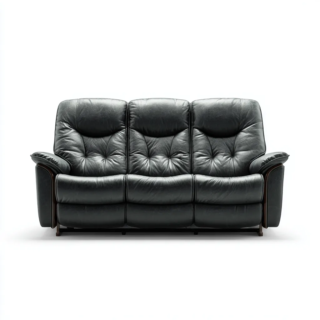 Sofá de 3 plazas piel auténtica 200x95x100 cm negro para sala de estar diseño reclinable-Nestmyhub