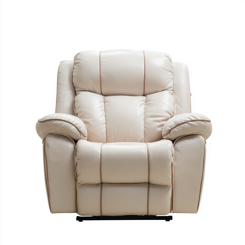 Sillón reclinable piel auténtica 95x97x102 cm - beige - diseño moderno - apto para sala de estar-Nestmyhub