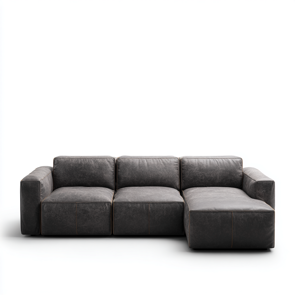 Sofá rinconero - Piel - 270x165x85 cm - Gris oscuro - Diseño moderno para salón-Nestmyhub