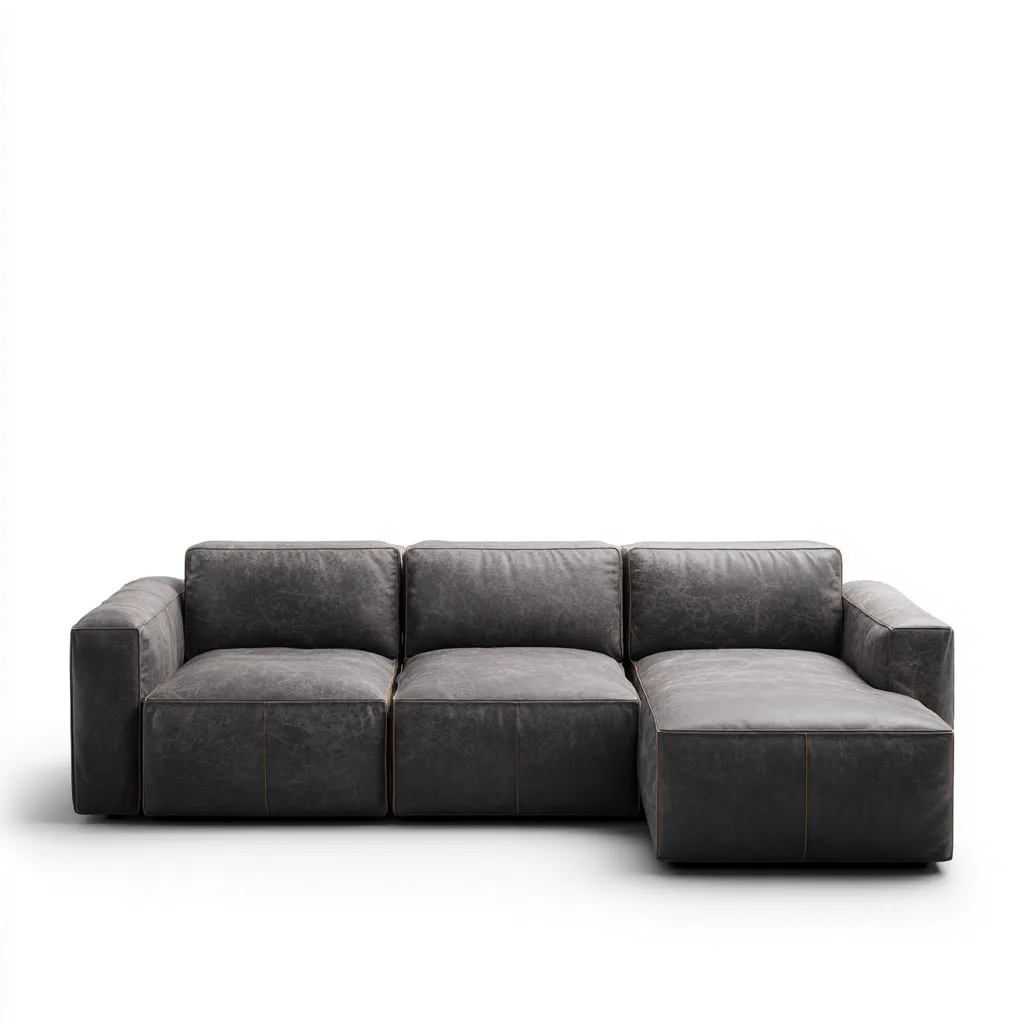 Sofá rinconero - Piel - 270x165x85 cm - Gris oscuro - Diseño moderno para salón-Nestmyhub