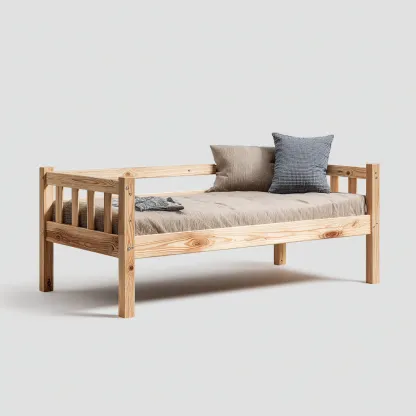 Sofá cama - madera - 200x95x85 cm - natural - diseño sencillo apto para dormitorio-Nestmyhub