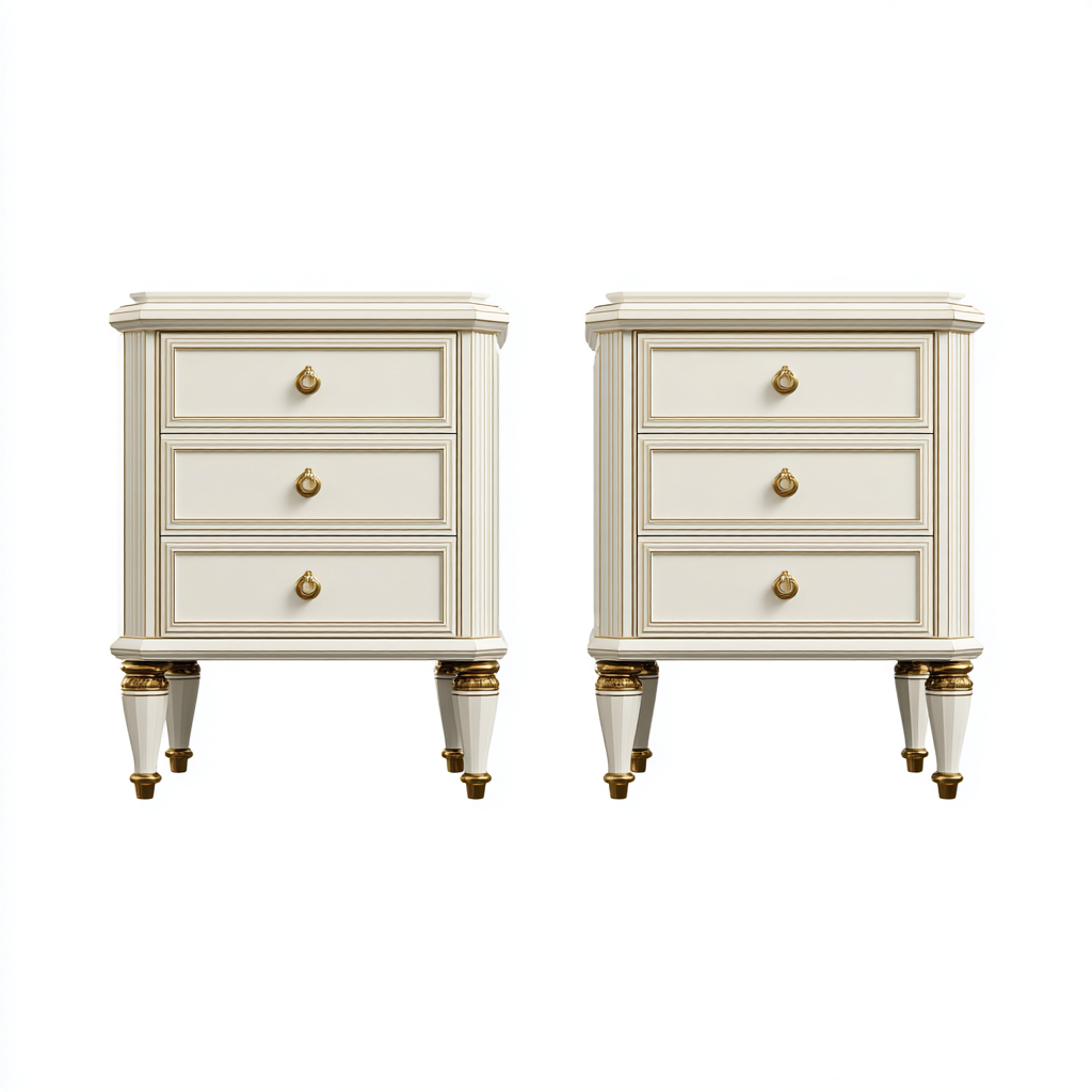 Mesita de noche madera lacada 50x40x65 cm blanco uso dormitorio diseño clásico-Nestmyhub