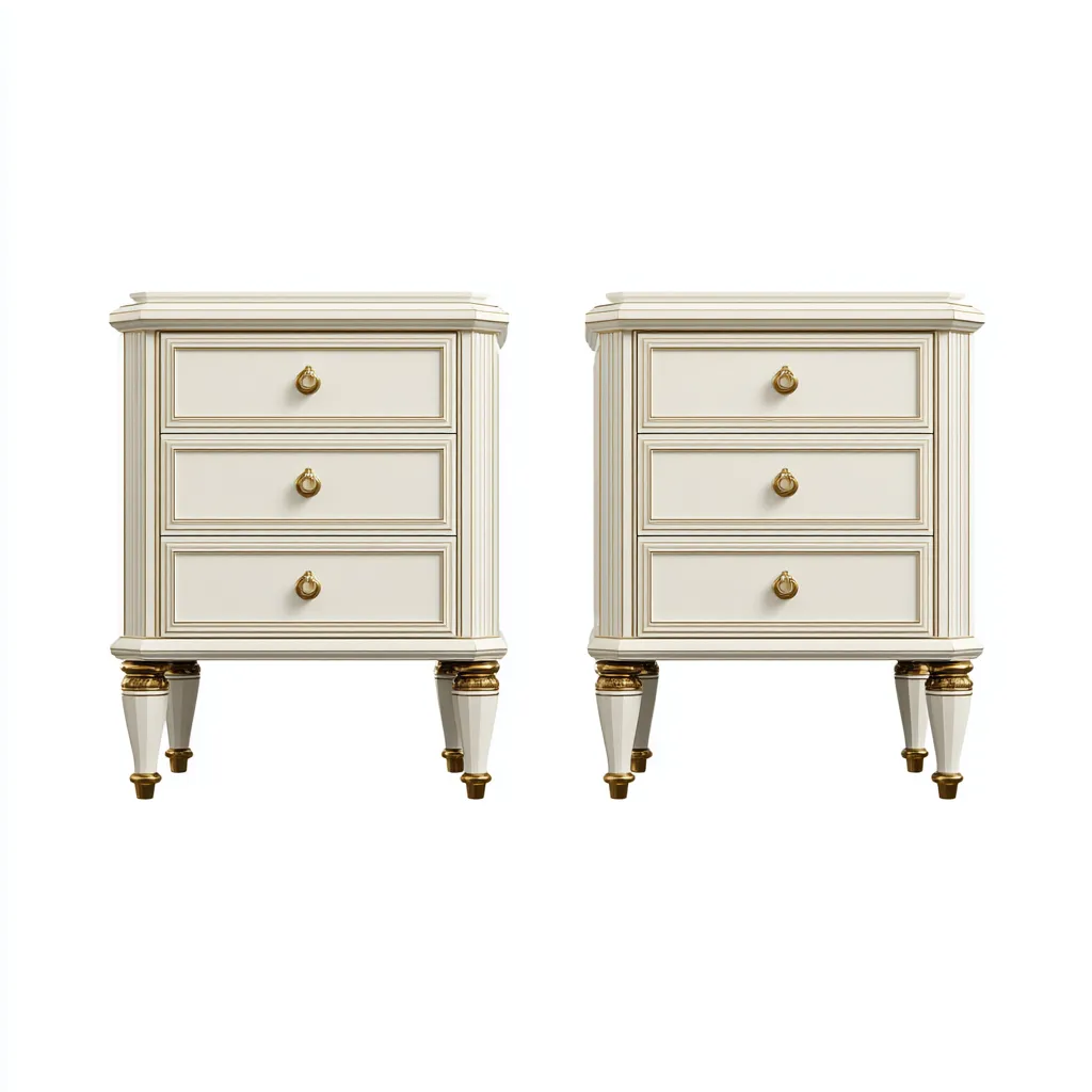 Mesita de noche madera lacada 50x40x65 cm blanco uso dormitorio diseño clásico-Nestmyhub