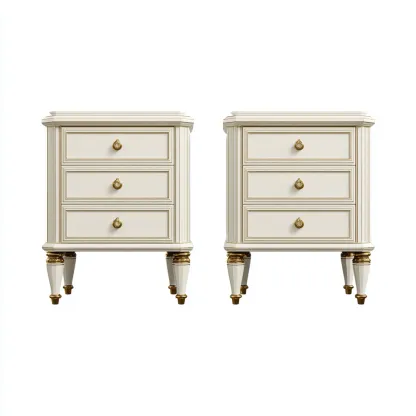 Mesita de noche madera lacada 50x40x65 cm blanco uso dormitorio diseño clásico-Nestmyhub