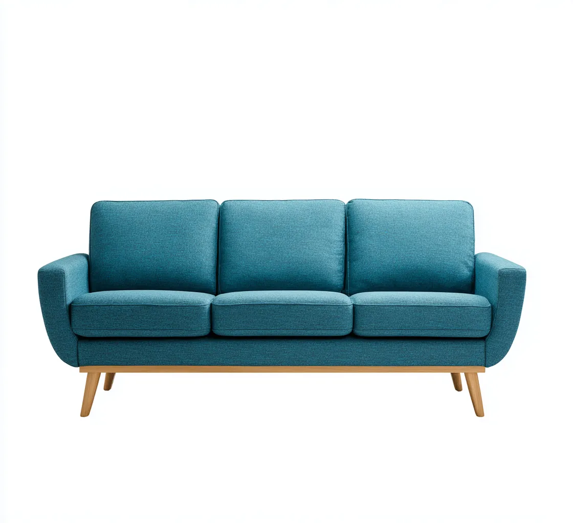 Sofá de 3 plazas - Tela - 200x85x90 cm - Azul - Diseño moderno para sala de estar-Nestmyhub