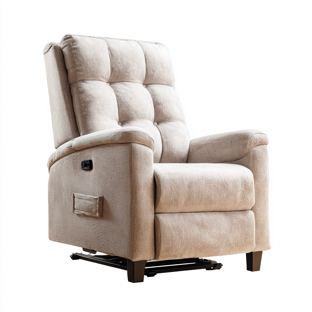 Sillón reclinable tela 92x90x104 cm - beige claro - diseño contemporáneo apto para salón-Nestmyhub