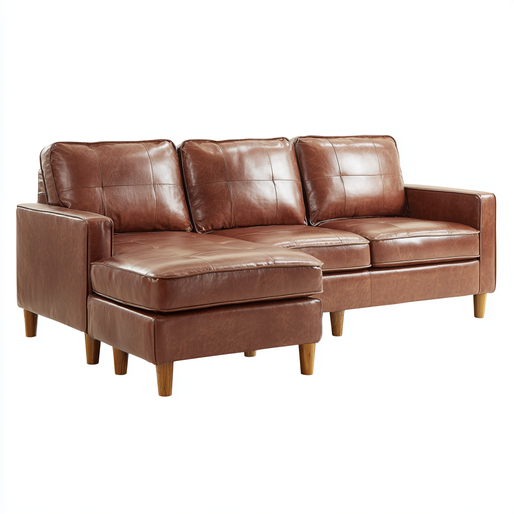 Sofá rinconero - Piel - 250x160x85 cm - Marrón - Diseño contemporáneo para salón-Nestmyhub