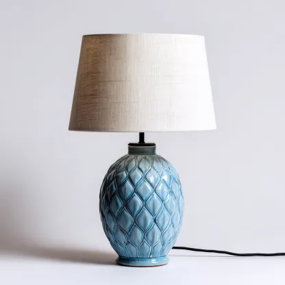 Lámpara de mesa - cerámica - 22x38 cm - azul-blanco - para salón-dormitorio - estilo moderno-Nestmyhub
