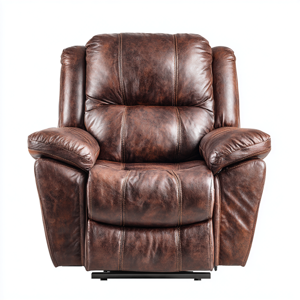 Sillón reclinable piel auténtica 100x95x100 cm - marrón - estilo clásico - apto para salón-Nestmyhub