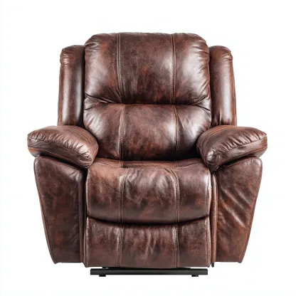 Sillón reclinable piel auténtica 100x95x100 cm - marrón - estilo clásico - apto para salón-Nestmyhub