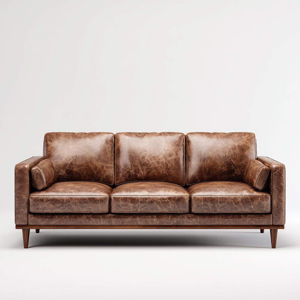 Sofá de 3 plazas cuero 210x90x85 cm marrón para sala de estar estilo moderno-Nestmyhub