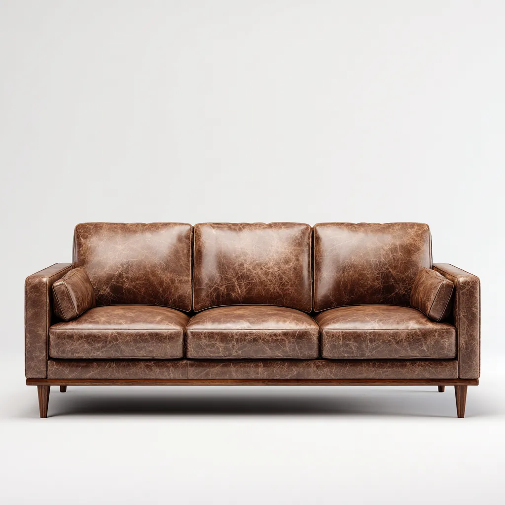 Sofá de 3 plazas cuero 210x90x85 cm marrón para sala de estar estilo moderno-Nestmyhub