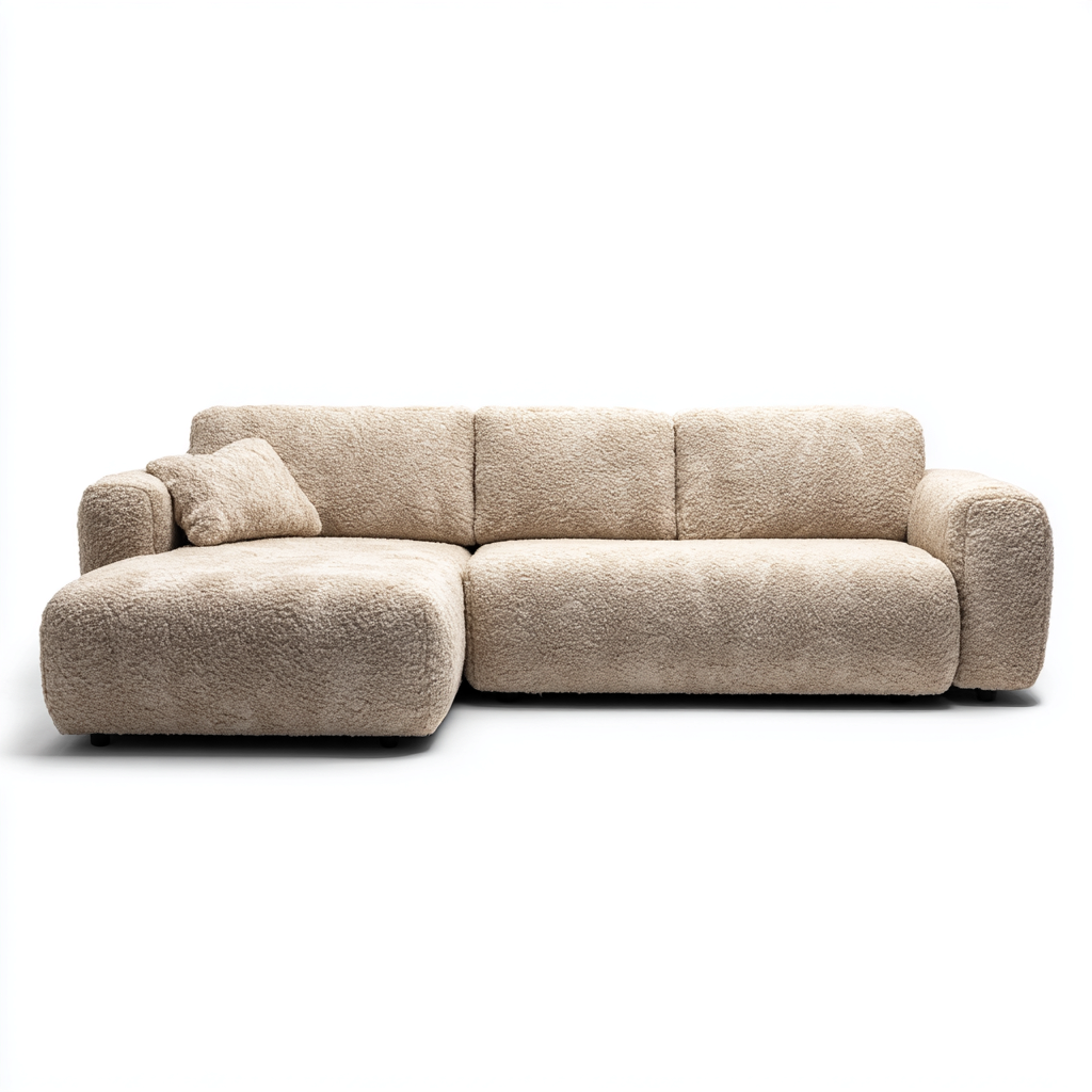 Sofá rinconero - Tela bouclé - 260x170x78 cm - Beige - Diseño moderno para salón-Nestmyhub