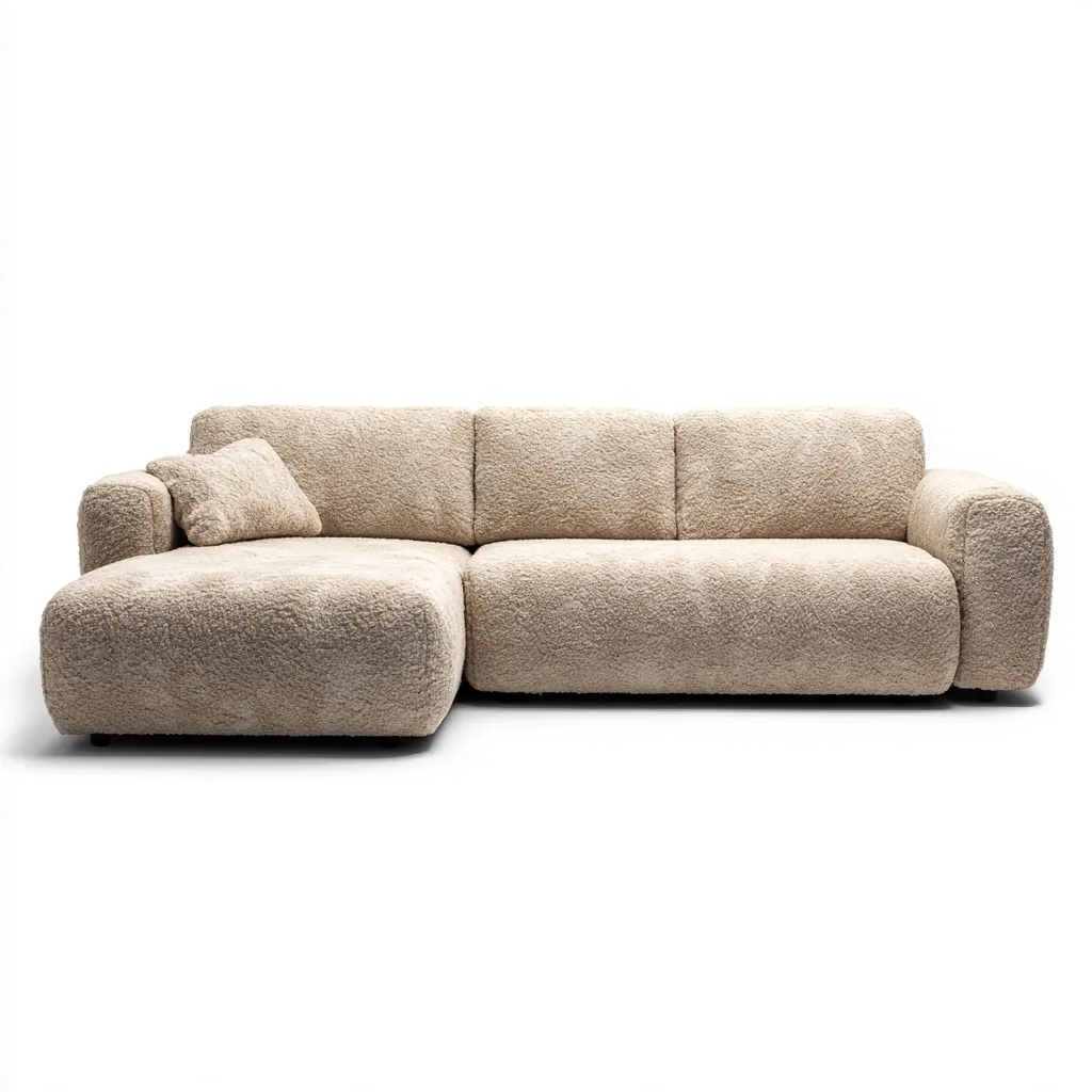 Sofá rinconero - Tela bouclé - 260x170x78 cm - Beige - Diseño moderno para salón-Nestmyhub