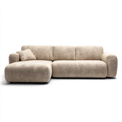 Sofá rinconero - Tela bouclé - 260x170x78 cm - Beige - Diseño moderno para salón-Nestmyhub