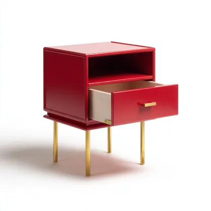 Mesita de noche madera lacada 40x35x55 cm rojo uso dormitorio diseño moderno-Nestmyhub