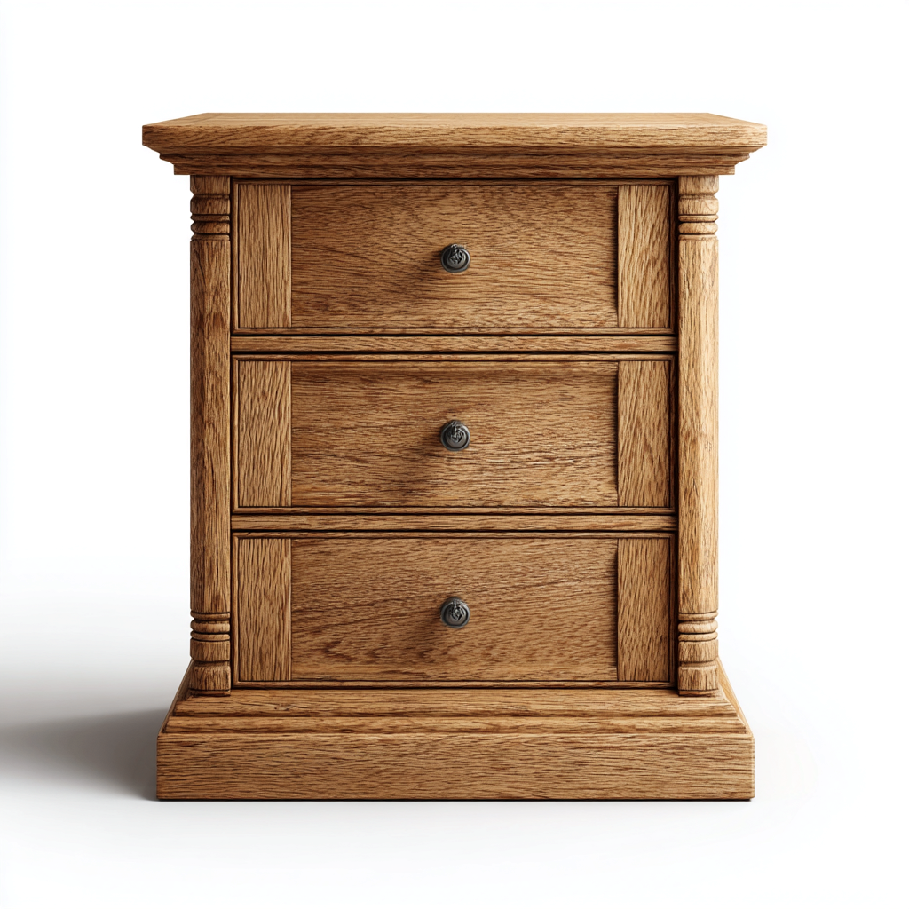 Mesita de noche madera maciza 47x34x60 cm roble uso dormitorio estilo clásico-Nestmyhub