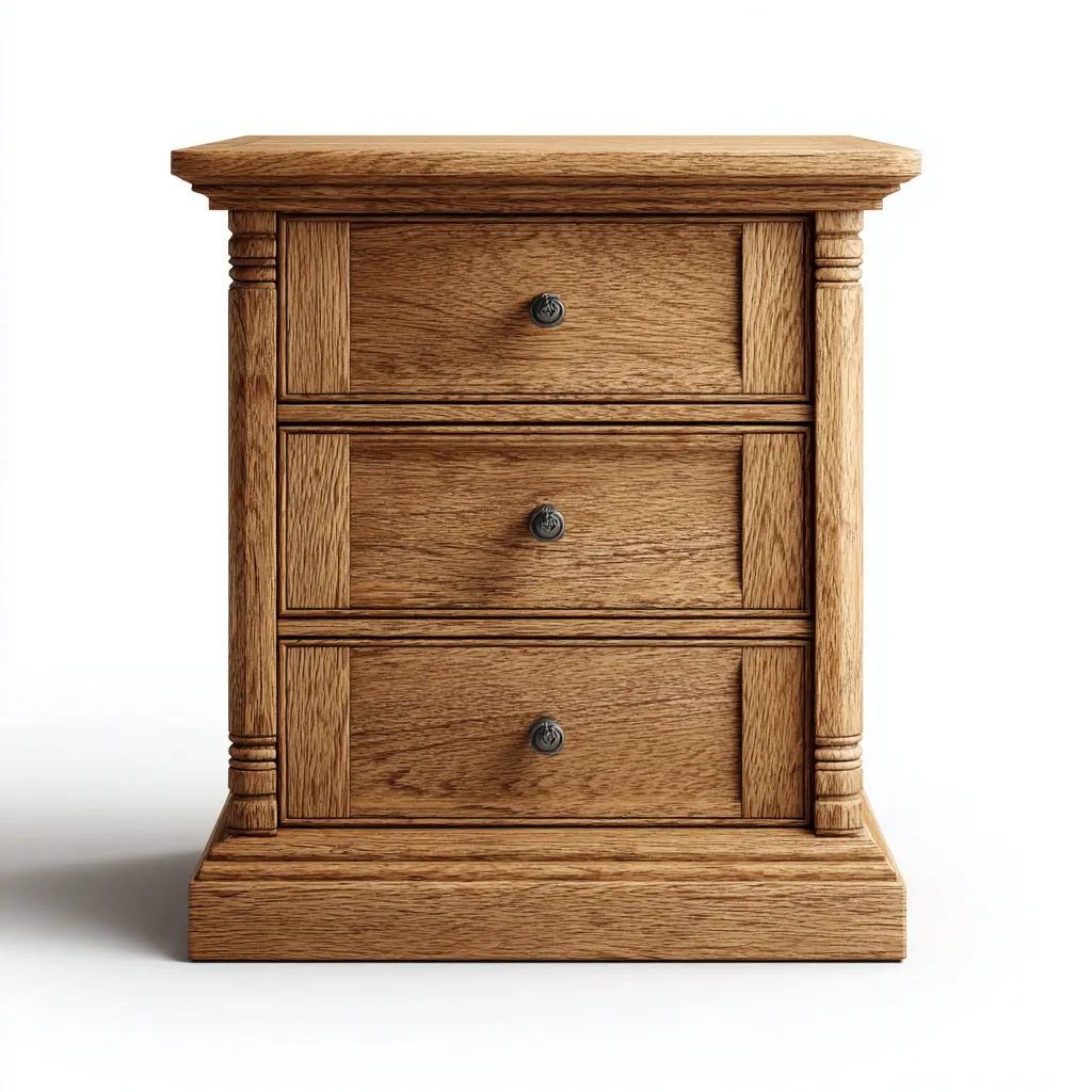 Mesita de noche madera maciza 47x34x60 cm roble uso dormitorio estilo clásico-Nestmyhub