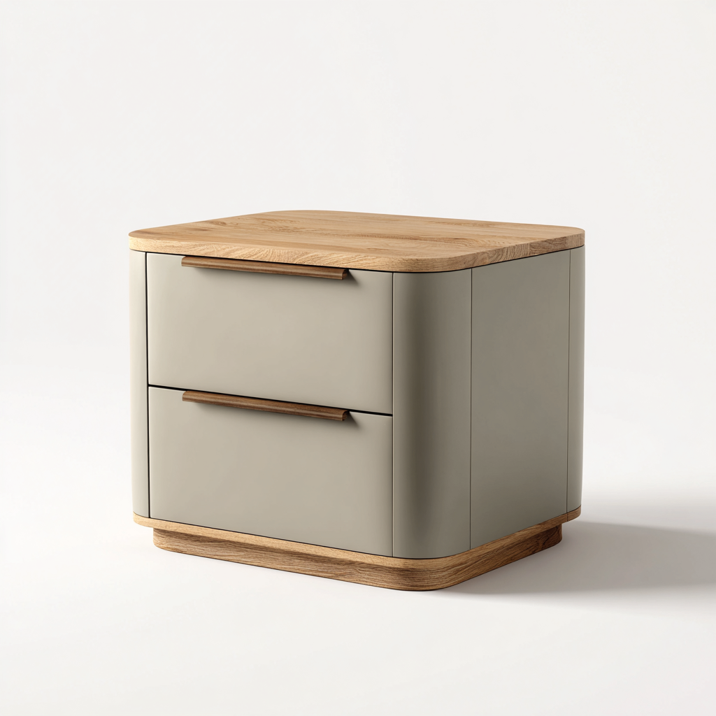 Mesita de noche madera y acabado mate 55x43x56 cm beige-madera uso dormitorio diseño moderno-Nestmyhub