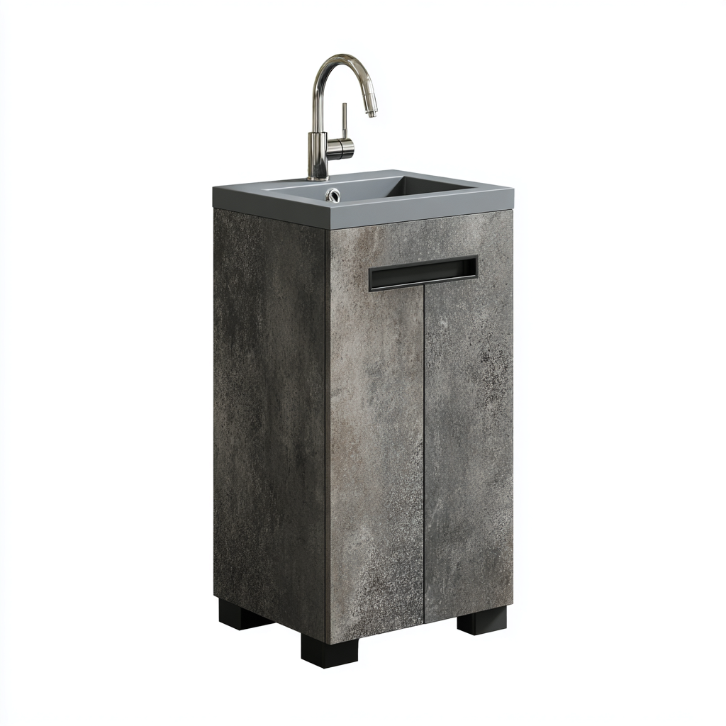 Muebles de baño con lavabo MDF-resina 40x32x85 cm - gris oscuro - diseño moderno para baño-Nestmyhub