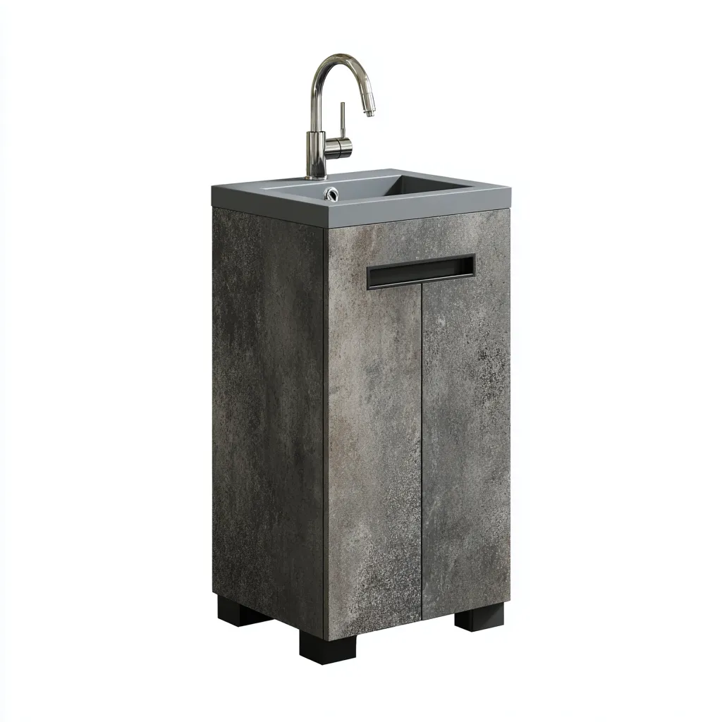 Muebles de baño con lavabo MDF-resina 40x32x85 cm - gris oscuro - diseño moderno para baño-Nestmyhub