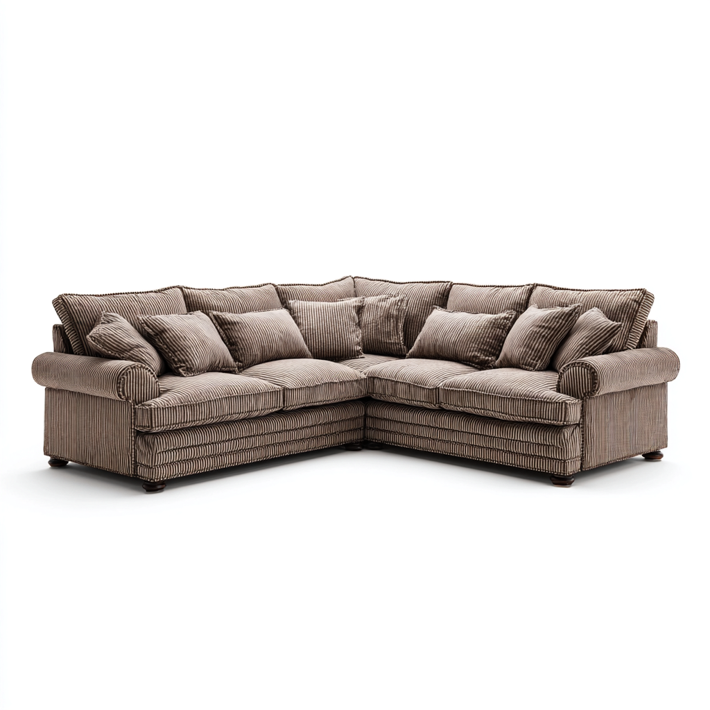 Sofá rinconero - Tela - 190x190x90 cm - Marrón - Diseño clásico para salón-Nestmyhub