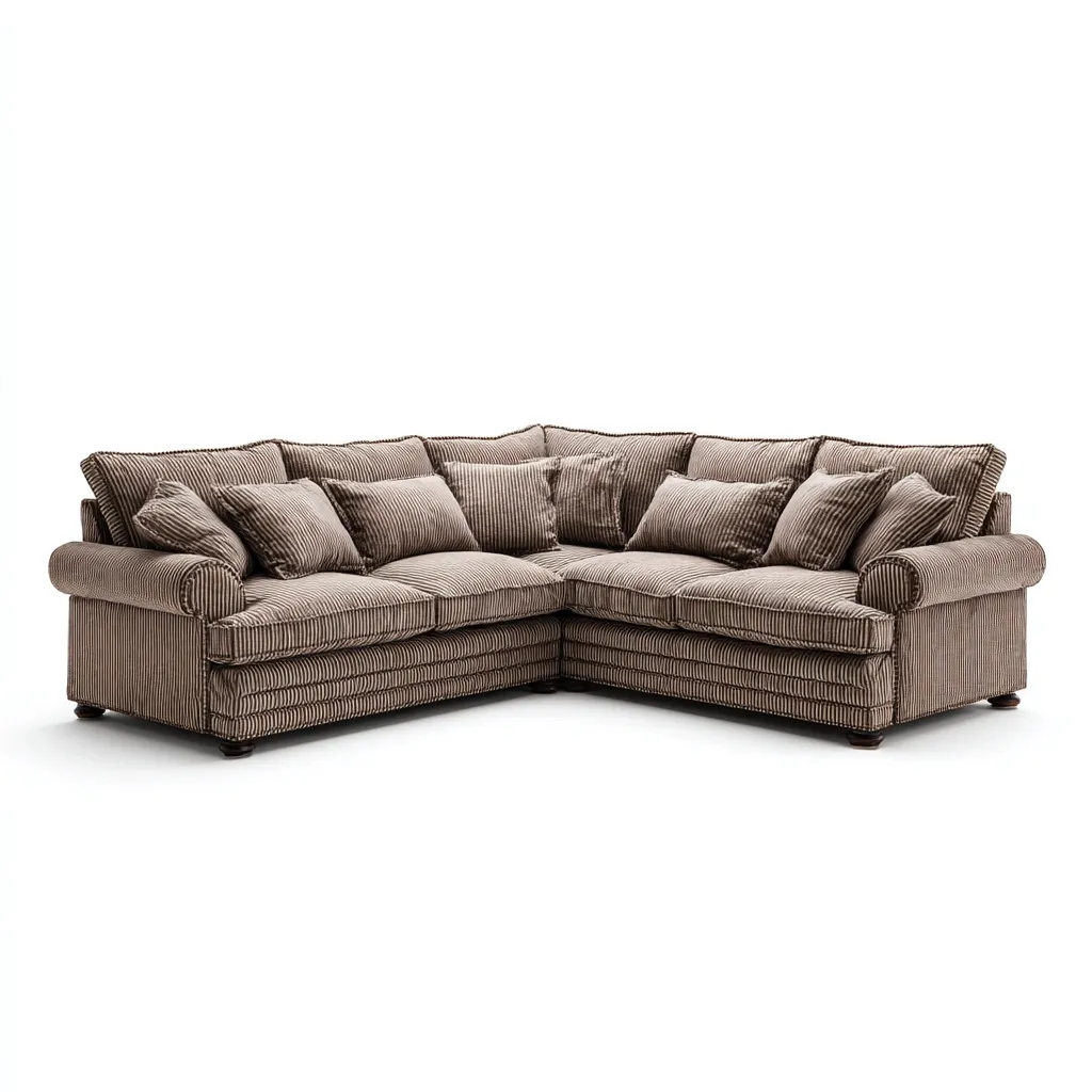 Sofá rinconero - Tela - 190x190x90 cm - Marrón - Diseño clásico para salón-Nestmyhub