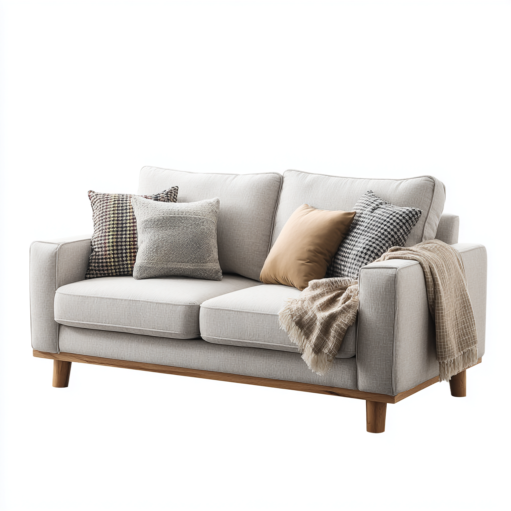 Sofá de 2 plazas en tejido 175x82x86 cm - beige claro - diseño moderno nórdico - apto para sala de estar-Nestmyhub