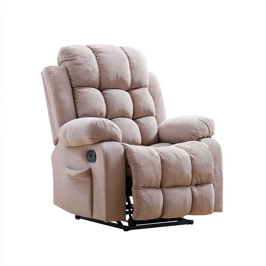 Sillón reclinable tela 94x92x106 cm - beige claro - diseño acolchado apto para salón-Nestmyhub