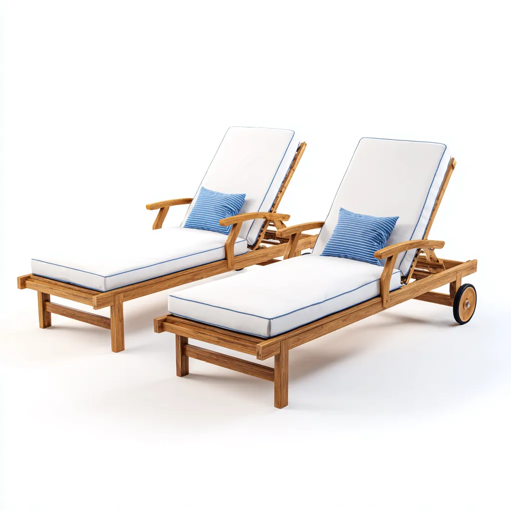 Tumbonas de jardín de estructura de madera y cojín 202x71x43 cm blanco-madera para exterior - estilo moderno - diseño funcional-Nestmyhub