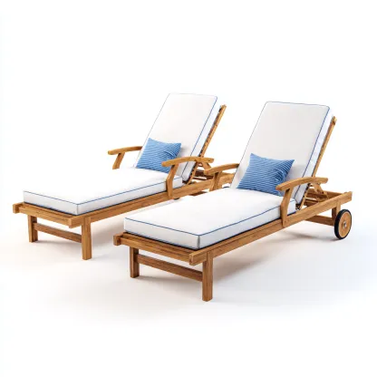 Tumbonas de jardín de estructura de madera y cojín 202x71x43 cm blanco-madera para exterior - estilo moderno - diseño funcional-Nestmyhub