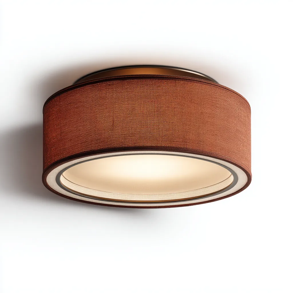 Lámpara de techo tela y metal 38x16 cm - marrón - apta para interiores - diseño moderno cálido-Nestmyhub