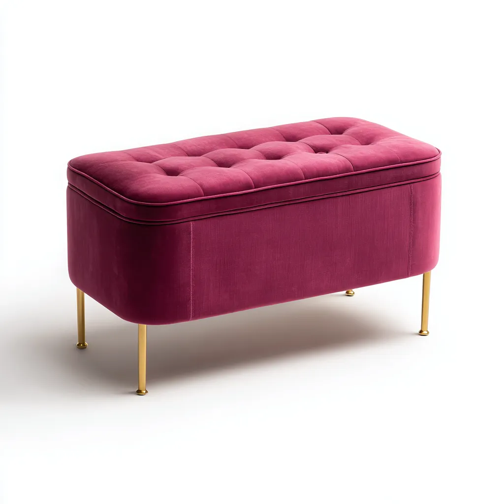 Banco de dormitorio - Tela-Metal - 90x40x48 cm - Fucsia - Diseño moderno con almacenamiento - Apto para dormitorio-Nestmyhub