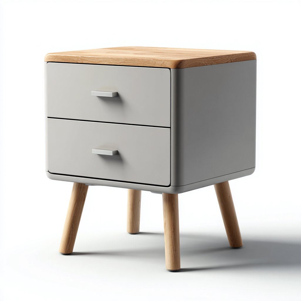 Mesita de noche madera y acabado mate 47x39x57 cm gris-madera uso dormitorio diseño moderno-Nestmyhub