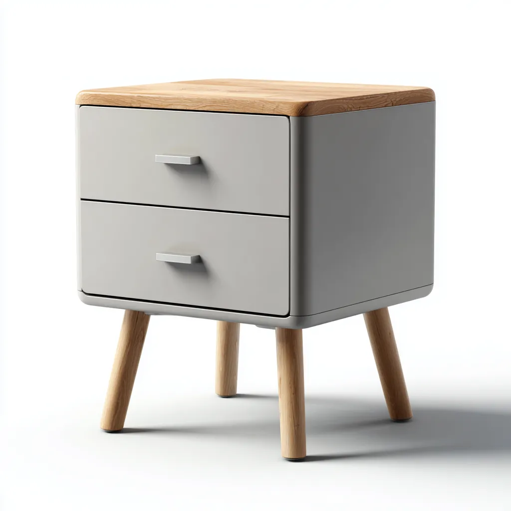 Mesita de noche madera y acabado mate 47x39x57 cm gris-madera uso dormitorio diseño moderno-Nestmyhub