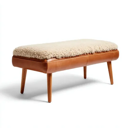 Banco de dormitorio cuero-piel sintética 110x40x45 cm - marrón-beige - diseño moderno para dormitorio-Nestmyhub