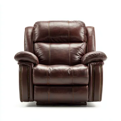 Sillón reclinable piel auténtica 100x95x100 cm - marrón oscuro - estilo clásico - apto para salón-Nestmyhub