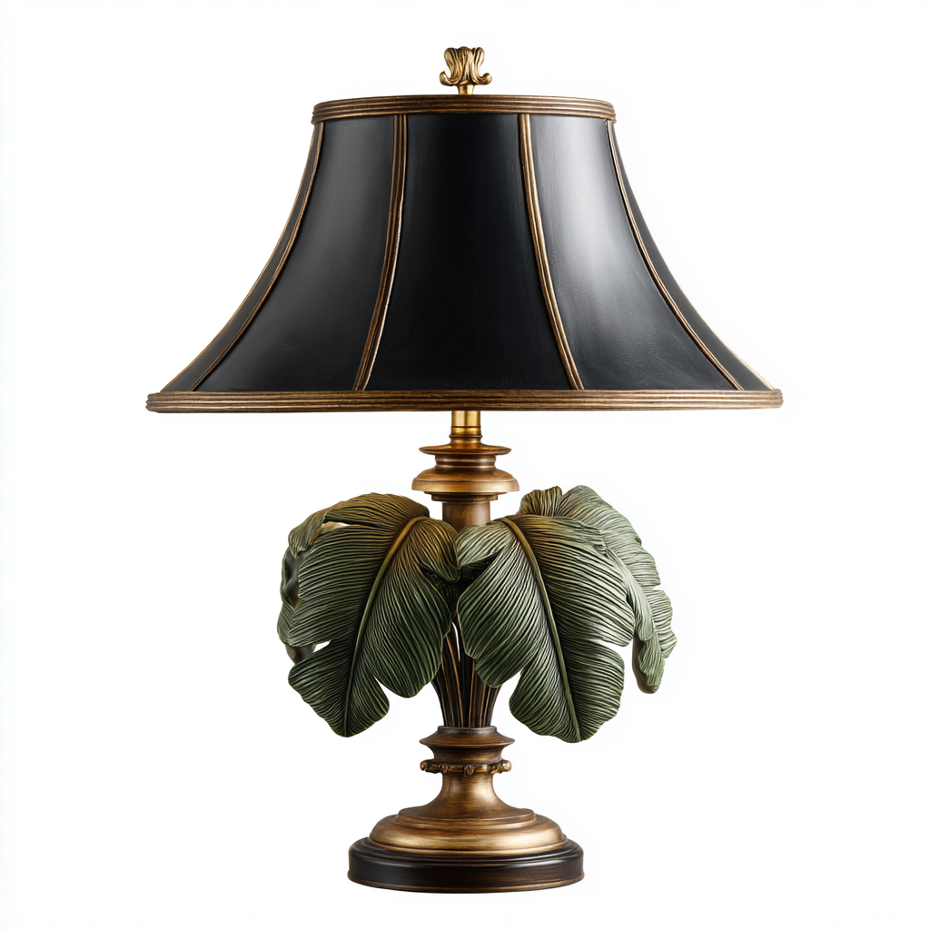 Lámpara de mesa metal-resina 32x54 cm - negro-dorado-verde - diseño clásico decorativo para salón-Nestmyhub