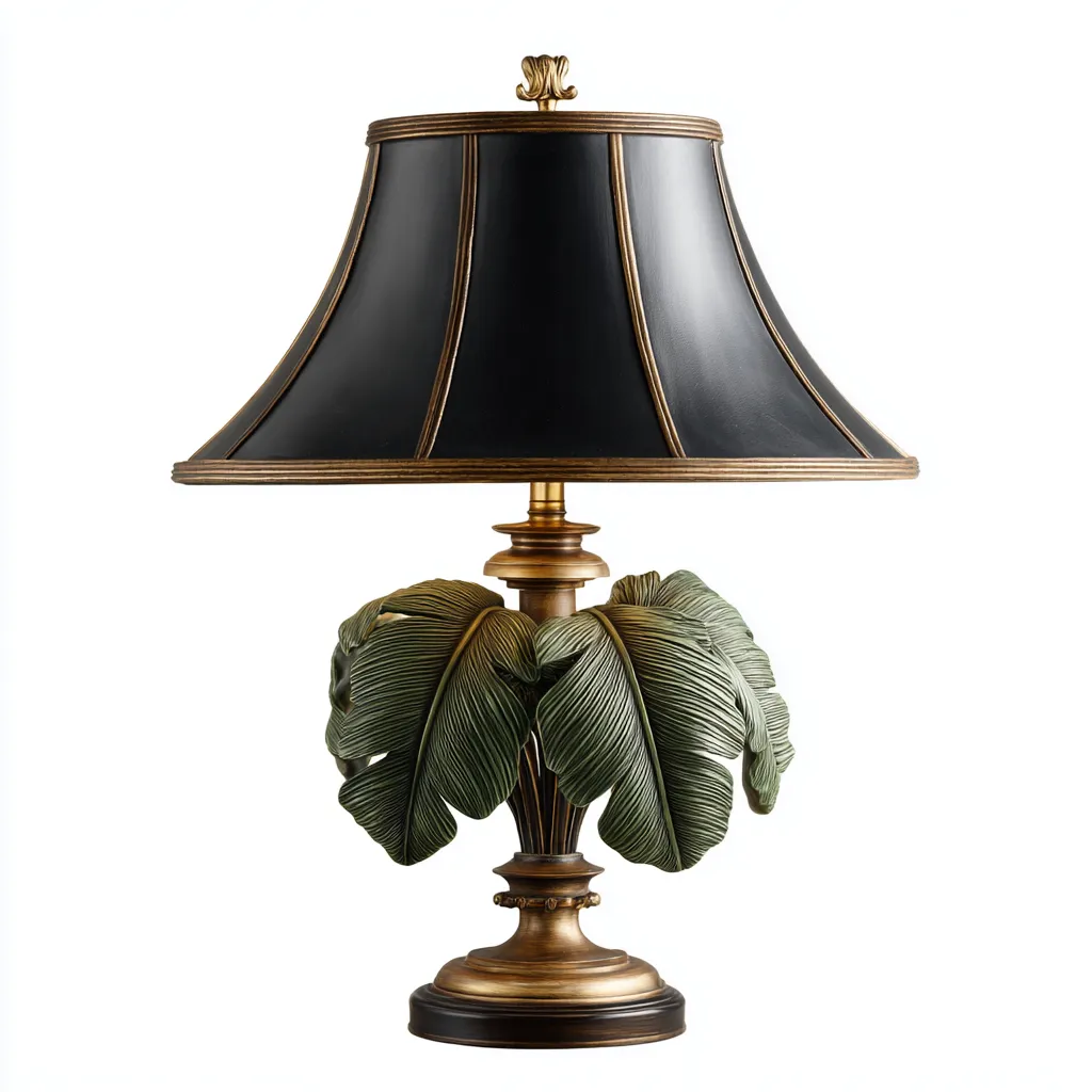 Lámpara de mesa metal-resina 32x54 cm - negro-dorado-verde - diseño clásico decorativo para salón-Nestmyhub