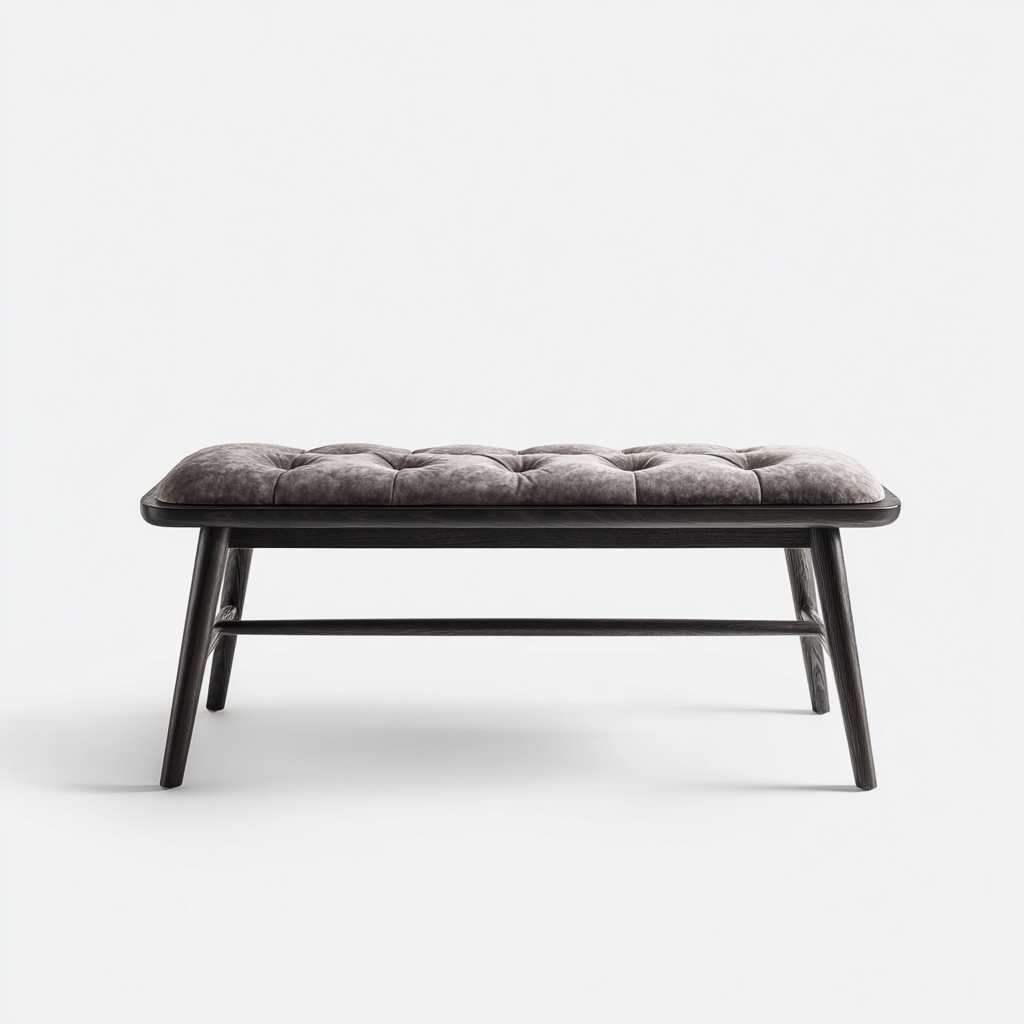 Banco de dormitorio - Terciopelo-Madera - 95x38x47 cm - Gris-Negro - Diseño moderno minimalista - Apto para dormitorio-Nestmyhub