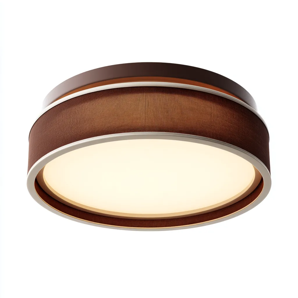 Lámpara de techo tela y metal 41x13 cm - marrón - apta para interiores - diseño moderno decorativo-Nestmyhub