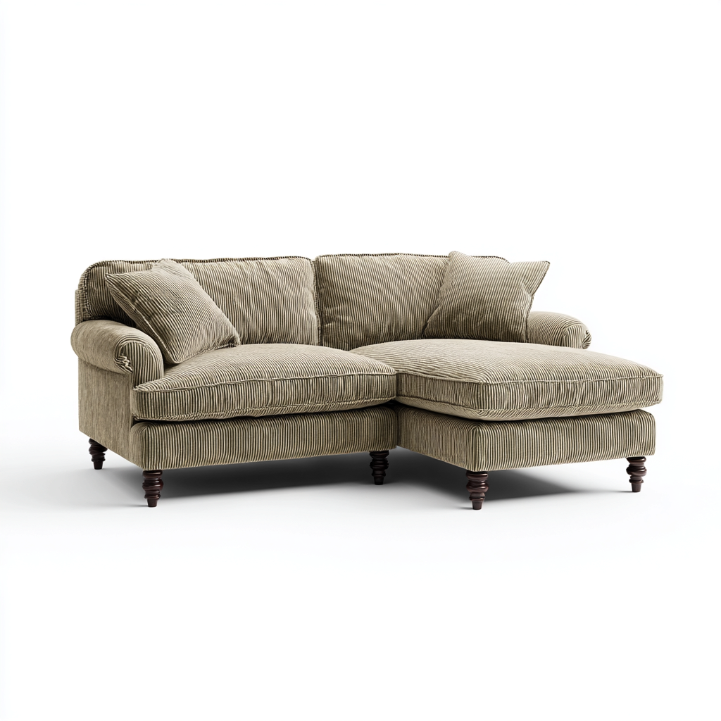 Sofá rinconero - Tela - 260x165x90 cm - Verde oliva - Diseño clásico para salón-Nestmyhub