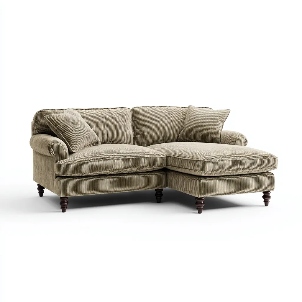 Sofá rinconero - Tela - 260x165x90 cm - Verde oliva - Diseño clásico para salón-Nestmyhub