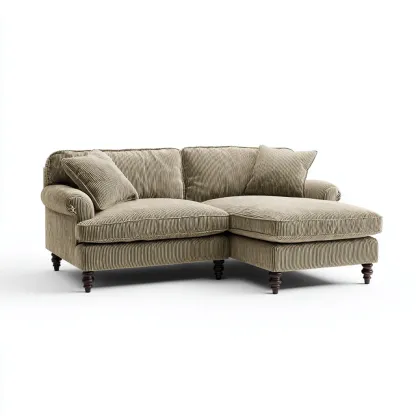 Sofá rinconero - Tela - 260x165x90 cm - Verde oliva - Diseño clásico para salón-Nestmyhub