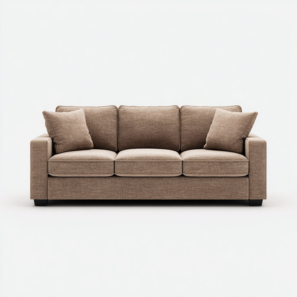 Sofá de 3 plazas tapizado en tela 210x88x90 cm - marrón claro - diseño moderno para sala de estar-Nestmyhub