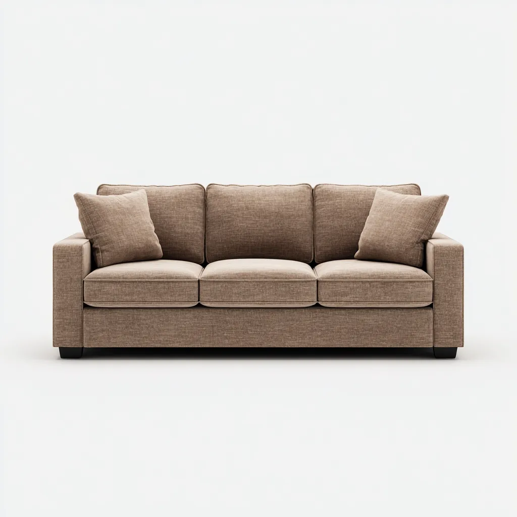 Sofá de 3 plazas tapizado en tela 210x88x90 cm - marrón claro - diseño moderno para sala de estar-Nestmyhub