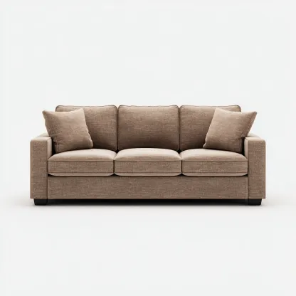 Sofá de 3 plazas tapizado en tela 210x88x90 cm - marrón claro - diseño moderno para sala de estar-Nestmyhub